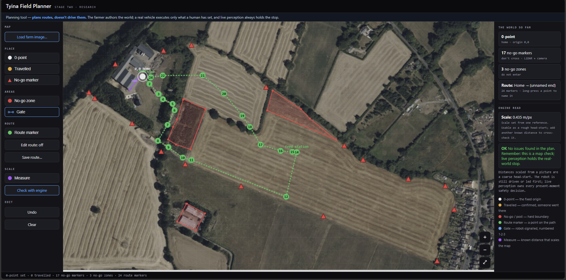 Tyina web-based fleet dashboard showing live field mission data