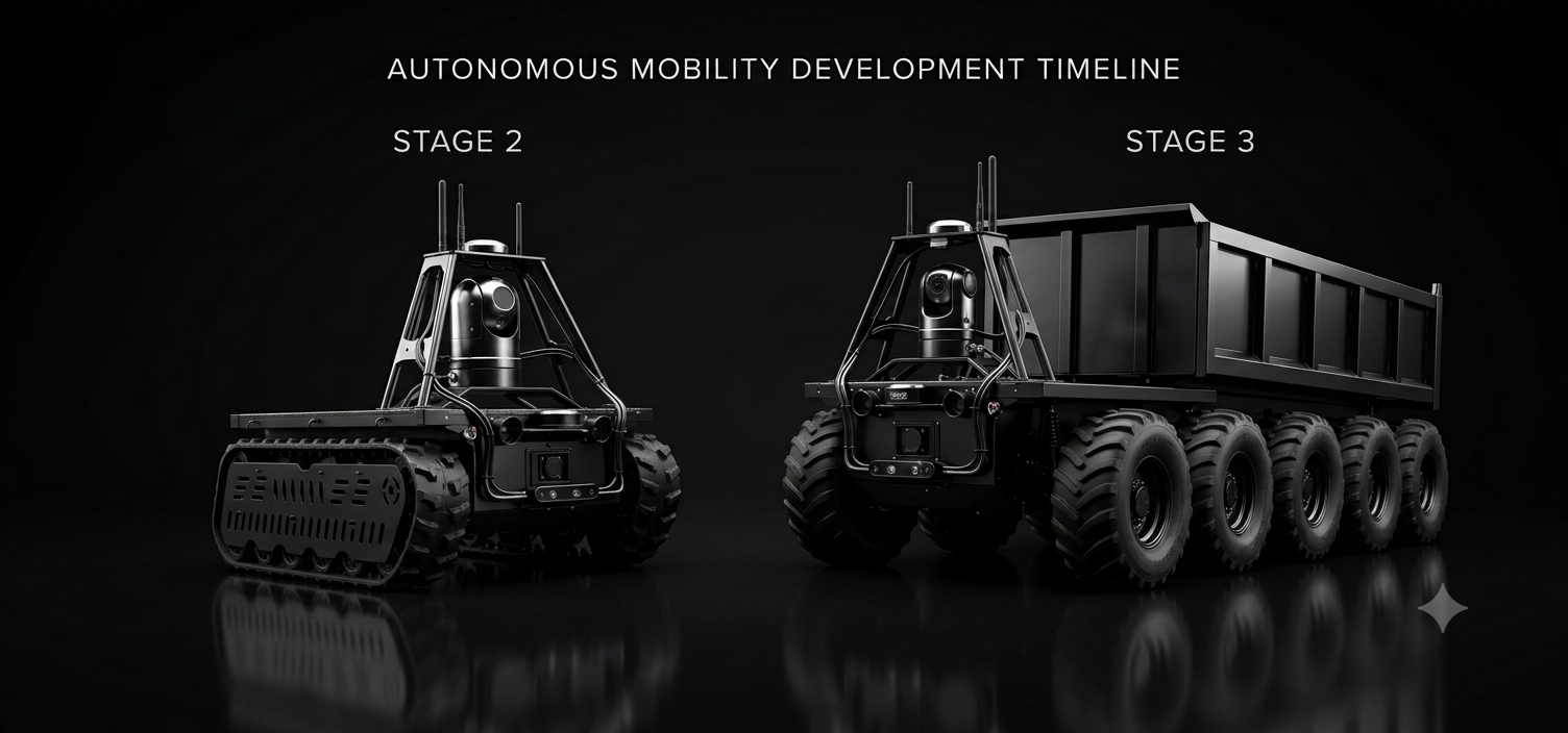 Tyina's heavy industrial vehicle platform operating outdoors.